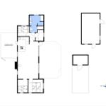 Wohnung mit drei Schlafzimmern, Küche und überdachter Terrasse.