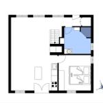 Glasbau mit Sitzgelegenheiten und Gartenbereich