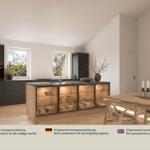 Zimmer mit großem Fenster, Blick auf Feld, Holzschrank und Wandbild.