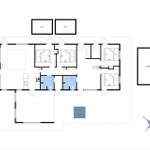 Functional floor plan with bedrooms, bathroom, and kitchen. Hems installations are shown.