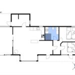 Two bedrooms each with one bed and a wardrobe. Compass shows north direction.